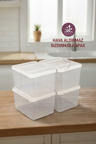 Selka Home 4 Adet Derin 1 Lt. Nora Organizer Buzdolabı Buzluk Düzenleyici Saklama Kabı