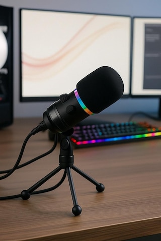 Rgb Profesyonel Stüdyo Mikrofon Kayıt Usb/xlr Çift Modlu Podcast Dinamik Mikrofon Masaüstü Canlı Yayın Mikrofonu