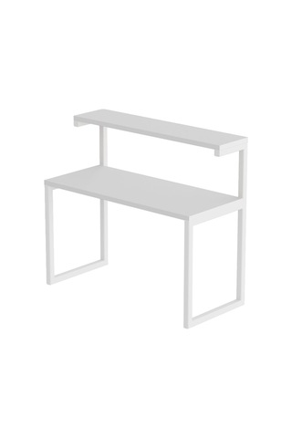 Akik 2 Raflı Metal Çok Amaçlı Mutfak Rafı / Tezgah Üstü Raf Beyaz Metal - Beyaz Tabla