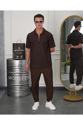 Modefendi Fermuar Detaylı Fitilli Oversize Alt Üst Takım Siyah