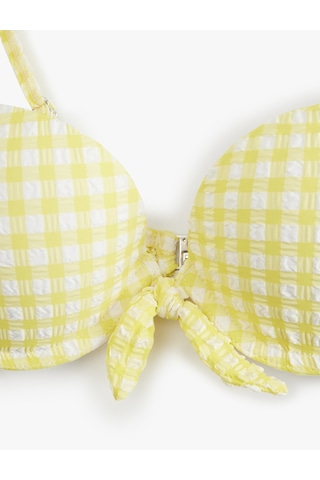 Koton Fiyonklu Pötikare Desenli Push Up Bikini Üstü Sarı Ekose 5sak10240mm Sarı Ekoseli