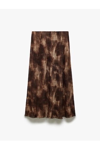 Koton Astarlı Batik Desenli Slim Fit Midi Boy Etek Kahverengi Desenli 5sak10313ek Kahverengi Desenli Kahverengi
