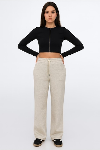 Axxel Kadın Krem Melanj İnterlok Eşofman Altı-p2273 Krem