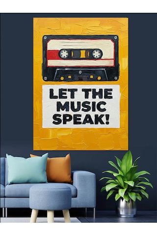 Kaset Çalar Müzik Posteri Dekoratif Kanvas - Mdf Ahşap Tablo