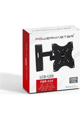 Powermaster 22''-37'' Çift Kollu Kilitli Hareketli Duvar Askı Aparatı Pwr-h34