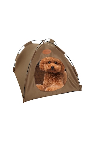 Vkemall Xl Kahverengi Kedi Köpek Çadır Yatağı - Katlanabilir Dış Mekan Uygun - Matlı Ev, 58x58x48cm
