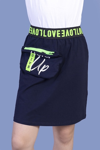 Toontoy Kız Çocuk Baskılı Çanta Detaylı Etek Lacivert