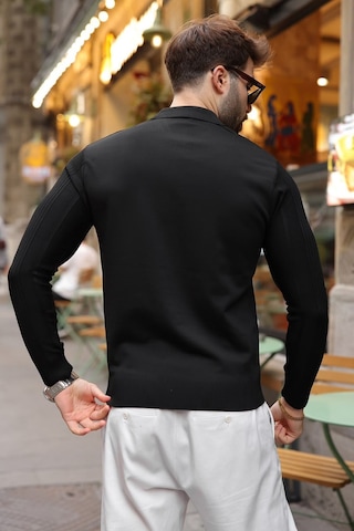 Madmext Siyah Polo Yaka Slim Fit Erkek Triko Kazak E7527