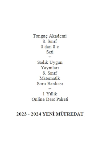 Tonguç Akademi 8. Sınıf 0 dan 8 e Seti 2023 - 2024 + Sadık Uygun Yayınları 8. Sınıf Matematik Soru Bankası + 1 Yıllık Online Ders Paketi