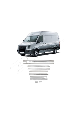 Volkswagen Crafter Uyumlu 2006-2017 Krom Yan Kapı Çıtası Uzun Şasi 10 Parça Paslanmaz Çelik