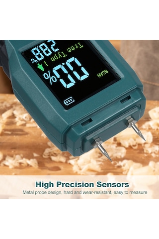 Springsun Smart Sensor 4 Modlu İğne Tipi Nem Ölçer Cep Boyu Lcd Ekranlı Ahşap, Bambu, Kağıt, Bitkiler