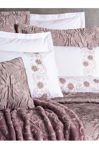 Cotton Box Platınıum Çift Kişilik Yatak Örtüsü Seti Theresa Pudra Pudra