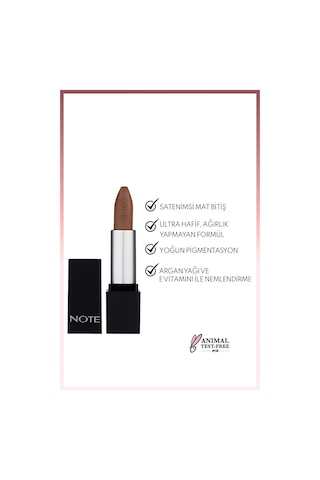 Note Cosmetique Mattever Lipstick Yarı Mat Saten Bitişli Ruj 02 Spring Dress - Kahverengi