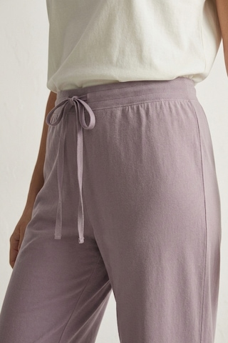 Elemge %100 Pamuk Süprem Kadın Pijama Altı Bol Kalıp Compact Penye Lila Geniş Paça Ipli Terletmez Alt
