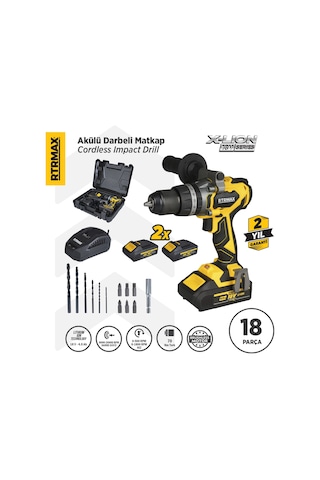 Rtrmax RTX3010 Şarjlı Darbeli Matkap Kömürsüz 70 Nm 2x4 Ah Plus Çift Akü X-Lion