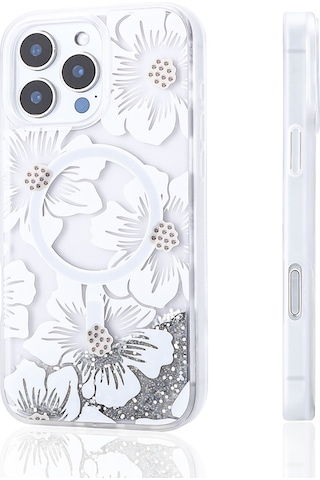 Apple Uyumlu iPhone 12 Pro Uyumlu Kılıf Sıvılı Simli Baskılı Şeffaf Arka Yüzey Zore Mossa Silikon Kapak-sarı Sari -