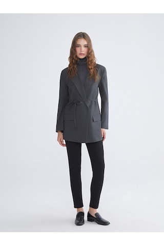 Lcw Modest Antrasit Beli Kuşaklı Kadın Blazer Ceket