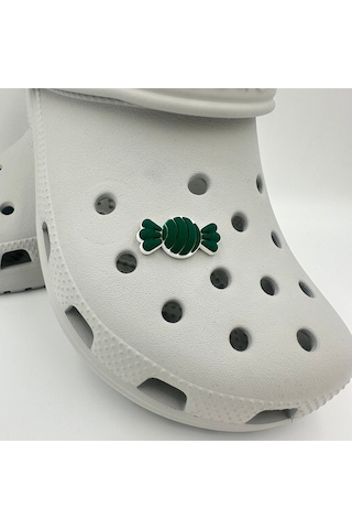 Crocs Terlik Süsü Ve Aksesuarı , Çanta Süsü Jibbitz 3d Kabartma Şeker 03 Görsel Figür Aksesuar Koyu Yeşil-beyaz