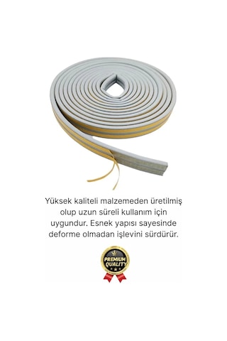 Güçlü Kendinden Yapışkanlı Kapı Pencere Soğuk Hava Geçirmez Yalıtım İzolasyon Gri Fitil 2 Metre Diğer