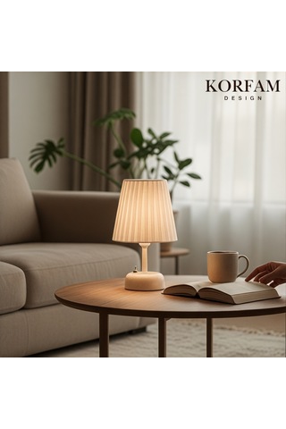 Beyaz Keten Kumaş Pilli Masa & Gece Lambası Çok Renkli 66012314