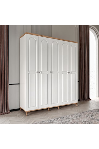 Bohem 5 Kapaklı Komple Mdf Gardırop - Elbise Dolabı