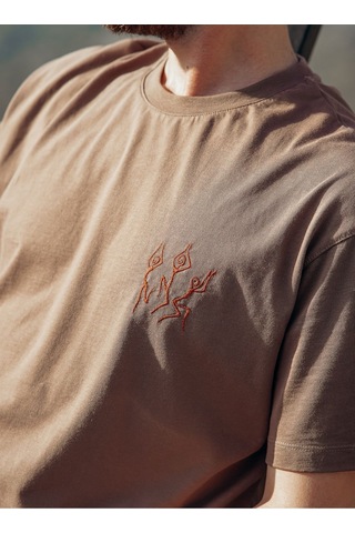 Oversize Bisiklet Yaka Unisex Toprak Renk T-shirt - Dansçı TOPRAK