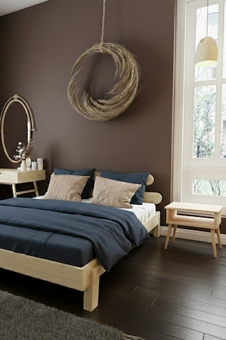 Damla Model 2 Başlıklı Masif Ahşap Karyola Ve 2 Adet Komodin Kolay Kurulum Fırınlanmış İthal Sibirya Çamı 140x200 Yatak Uyumlu 2 Adet Komodin