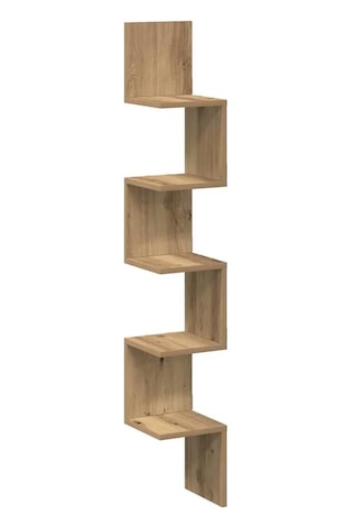Zig Zag Köşe Duvar Rafı / Kitaplık Atlantik Çam 20x20x130 Modern Minimalist Köşe Rafı Ahşap