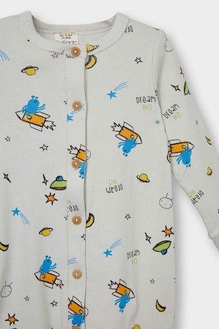 Defacto Erkek Bebek Yenidoğan Desenli Fitilli Kaşkorse Uzun Kollu Tulum F4658a525augr503 Gri