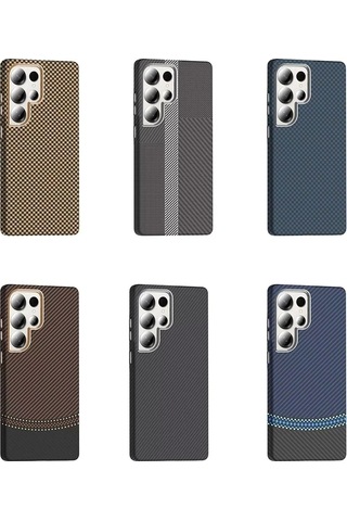 Samsung Galaxy Uyumlu S25 Ultra Kılıf Magsafe Şarj Karbon Fiber Görünümlü Hafif Sağlam Gros Kapak Telefon K Çok Renkli