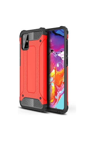 Noktaks - Samsung Galaxy Uyumlu A51 - Kılıf Çift Katman Zırh Tank Crash Military Kapak - Kırmızı