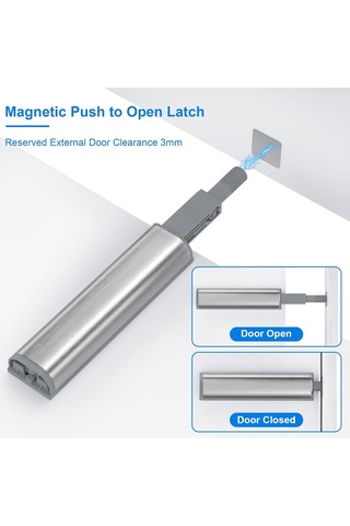 Qingmipy Stainless Steel Çekmecelik Tıklama Açıcı - Çocuk Ve Evcil Hayvan Engeli, Gürültü Azaltıcı, Gizli El Dizesiz Tasarım Gümüş