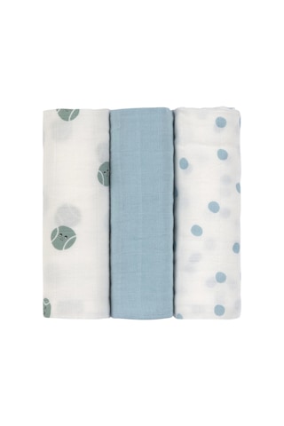 Lassig Tiny Team 3'lü Ultra Yumuşak Dokulu Müslin Örtü Seti 80 X 80cm Pale Blue