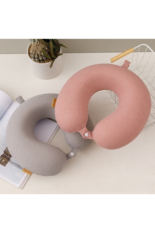 Mufunye Yavaş回弹记忆棉材质li Yolculuk U Yüzlü Boyun Yastığı - Uçak Ve Dinlenme İçin Yüksek Kaliteli Örgü Kumaş, Gri Ton Açık Gri