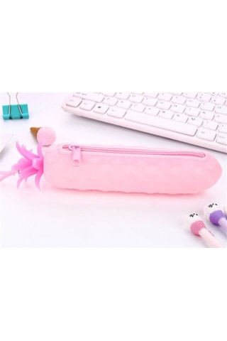 Ananas Silikon Kalem Kutu Pembe