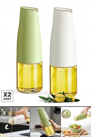 Tilbe Home 2li Fonksiyonlu Cam Yağdanlık 500ml Still Yerçekimi Ot