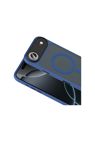 Nourthkiingdom Apple Uyumlu iPhone 17 Air Kılıf Mat Arka Yüzey Wireless Şarj Özellikli Zore Flet M-safe Kapak - Lacivert Lacivert
