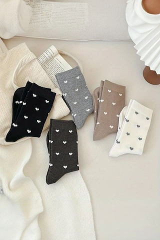 Kadın 5 Çift Premium Kalite Kalpli Tenis Çorap Çok Renkli ASORTİ