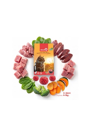 Kuzu Etli Tahılsız Barf Kedi Maması 8 Kg - 1000 G X 8