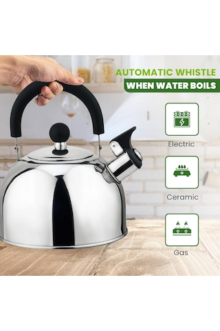 Mutfak Duygusu Paslanmaz Çelik Ocak Soba Team Tea Su Isıtıcısı Naylon Sap, 2.5 Litre, Mutfak Cihazı