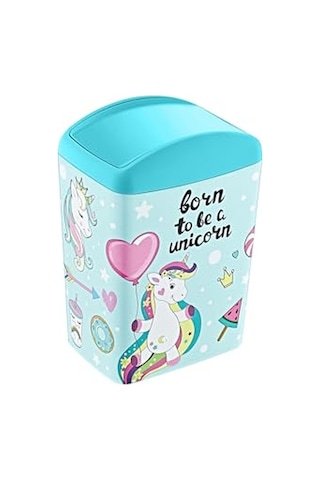 Tr Soft Resimli Çöp Kutusu Döner Kapak 5 Lt Unicorn