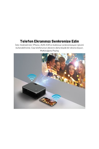 DailyLink Aun A30 Full Hd Wifi 1080 Destekli Mini Projeksiyon Cih