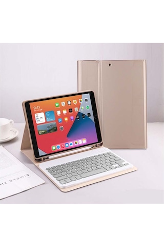 Apple Uyumlu iPad Air 5. Nesil 10.9 Inç M1 2022 Tablet Bluetooth Klavyeli Kılıf Türkçe Klavye Kılıf