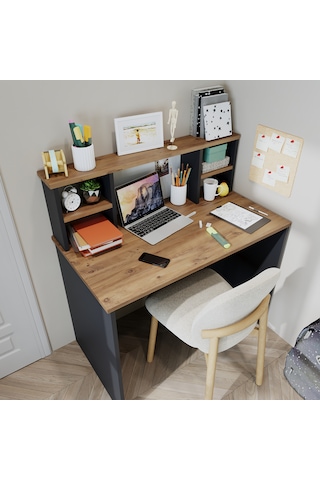 Paris Çalışma Masası , Çocuk Çalışma Masası,100 Cm Atlantik Çam - Antrasit