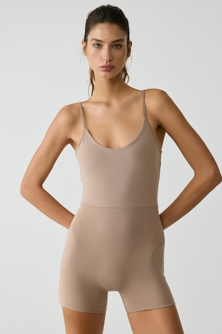 Grimelange Urban Beat Alesıa Kadın Slim Fit İp Askılı Training Vizon Tulum Vizon
