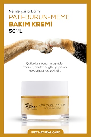 Kedi Köpek Pati Bakım Kremi Çatlak Onarıcı, Doğal Ve Vegan Nemlendirici 50 Ml