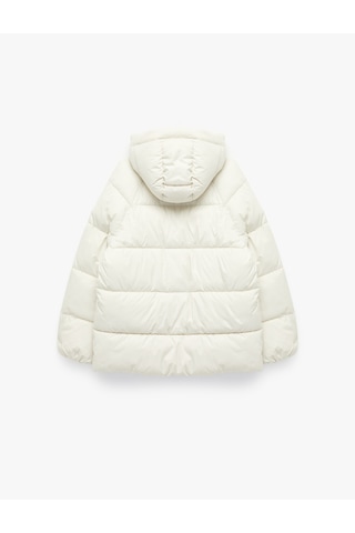 Koton İçi Polar Astarlı Uzun Kollu Fermuarlı Su İtici Kapüşonlu Oversize Şişme Mont Taş 6wak20164ew Taş