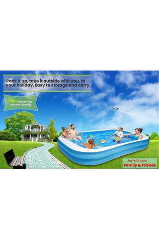 Bestway Dikdörtgen Şişme Çocuk Havuzu 54006, 262x175x51 Cm, Mavi, Tek Ebat Diğer
