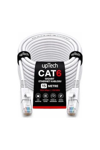 Uptech Cat6 Ethernet Kablosu 15 Metre Rj45 Lan İnternet Modem Router Bilgisayar Kablosu