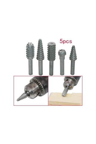 5 Parça Döner Törpü Tahta Ahşap Oyma Hobi Seti Matkap için